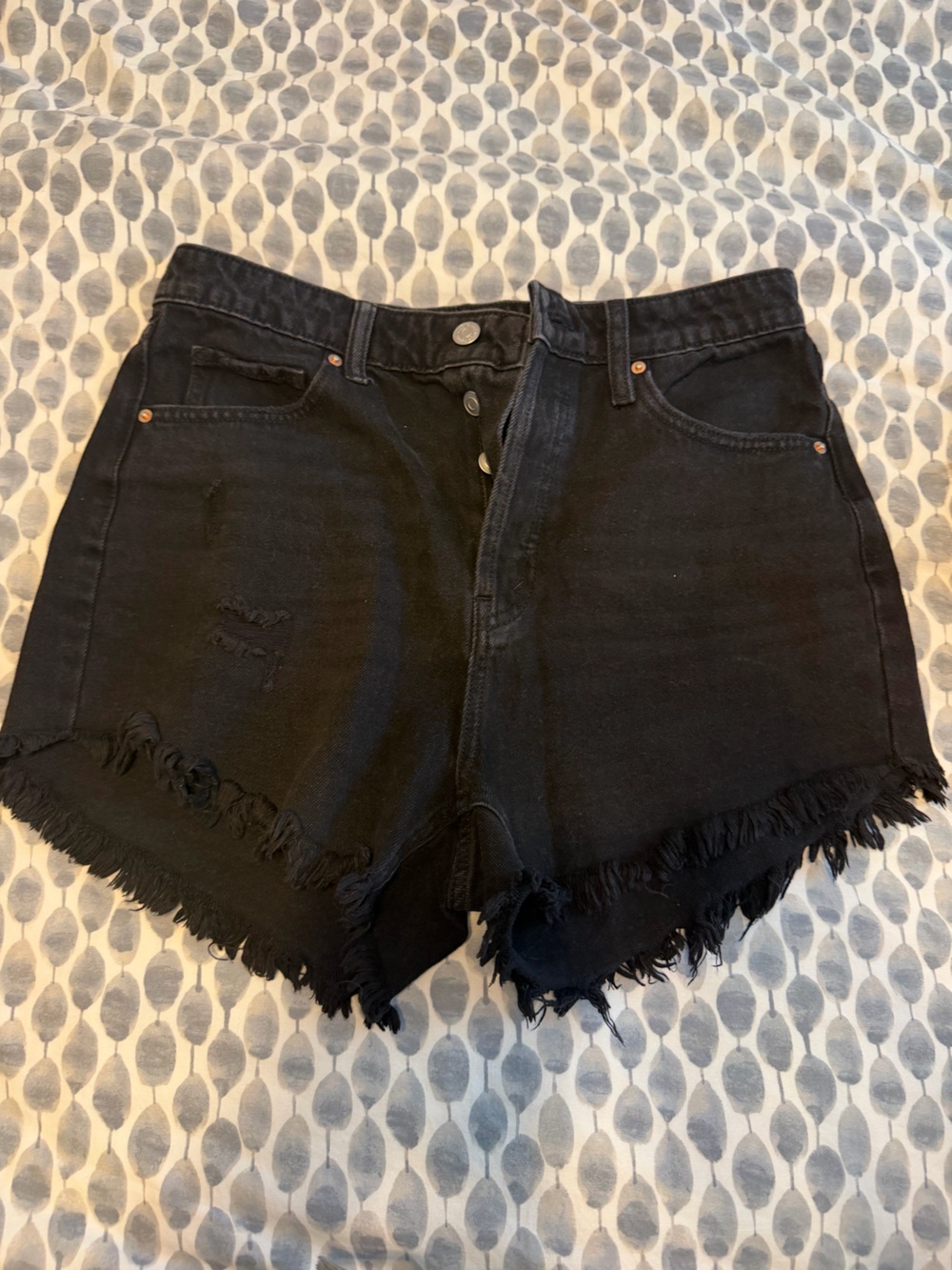 Wild Fable Black High-Waist Frayed Denim Shorts